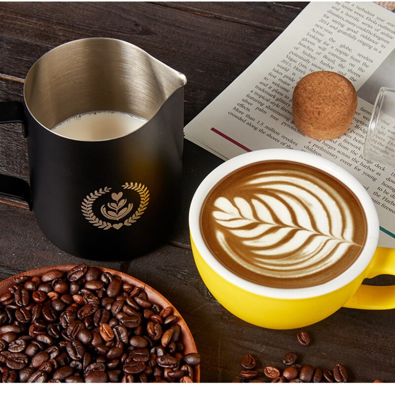 350 ml/600 ml rozsdamentes acél espresso húzó virágcsésze tejhabos edény tejhab csésze Scale Coffee Steam Pot kávéfőzővel