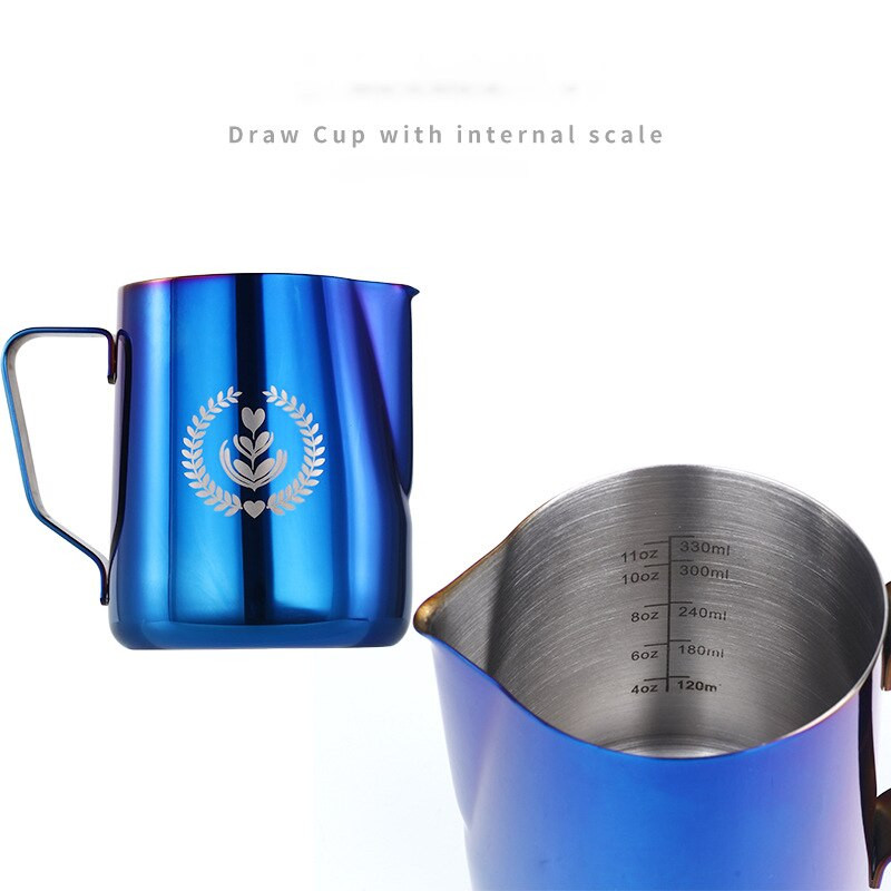 350 ml/600 ml rozsdamentes acél espresso húzó virágcsésze tejhabos edény tejhab csésze Scale Coffee Steam Pot kávéfőzővel