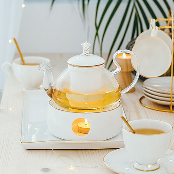 European Ceramic Teapot with Infuser Warmer Holder Base Ιαπωνική πορσελάνινη γυάλινη λαβή τσαγιού και σετ φλιτζάνι Δώρο διακόσμηση σπιτιού