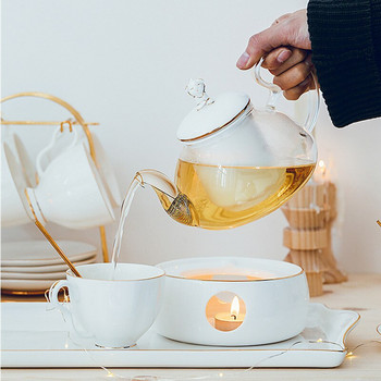 European Ceramic Teapot with Infuser Warmer Holder Base Ιαπωνική πορσελάνινη γυάλινη λαβή τσαγιού και σετ φλιτζάνι Δώρο διακόσμηση σπιτιού
