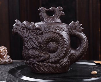 Drop Shipping Purple Clay Teapot, παραδοσιακό κινέζικο Tea Pot Dragon and Phoenix Tea Kettle Premium Tea, purple Clay Tea Set