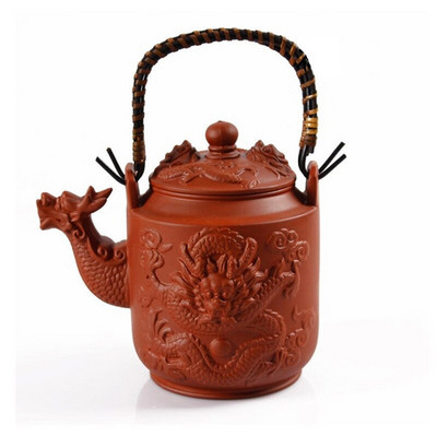 Drop Shipping Purple Clay teáskanna, hagyományos kínai teáskanna Dragon és Phoenix teáskanna Premium tea, lila agyag teáskészlet