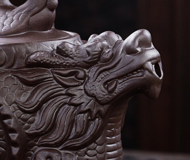 Drop Shipping Purple Clay teáskanna, hagyományos kínai teáskanna Dragon és Phoenix teáskanna Premium tea, lila agyag teáskészlet