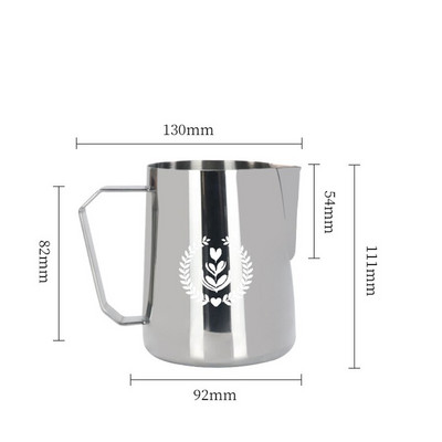 600 ML Vrč za kavu i mlijeko Vrč za pjenjenje od nehrđajućeg čelika Pull Flower Cup Pjenilica za mlijeko od kave Latte Art Alati za kavu s pjenom od mlijeka