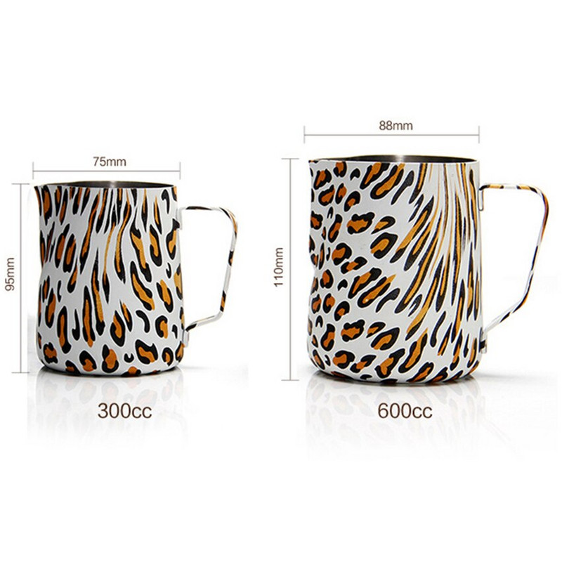300/600 ml Leopárd mintás Kávékancsó Tejkancsó habosító Kancsó Virágcsésze Espresso Eszközök Kávézó Kiegészítők Baristáknak