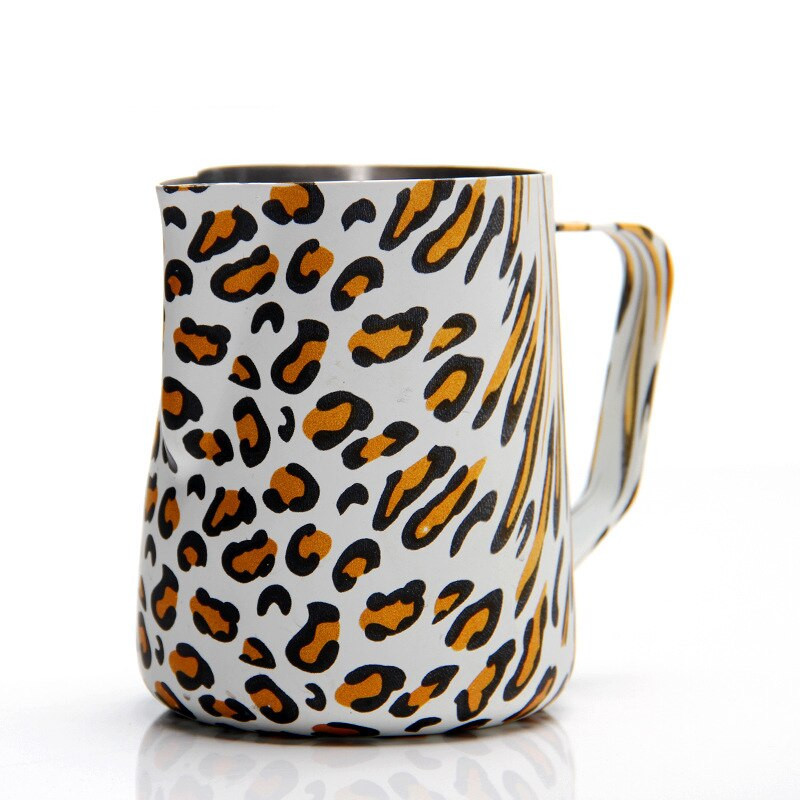 300/600 ml Leopárd mintás Kávékancsó Tejkancsó habosító Kancsó Virágcsésze Espresso Eszközök Kávézó Kiegészítők Baristáknak