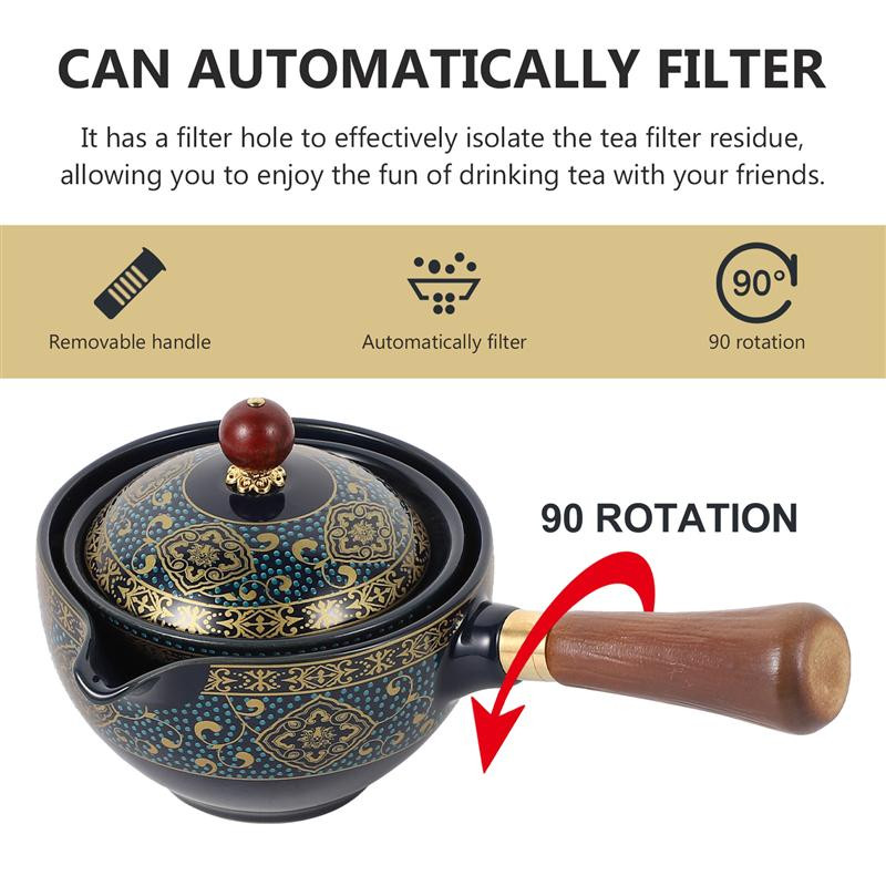 Teafőző kerámia edény teáskanna kínai 360-ban forgó forgó edények Vintage with