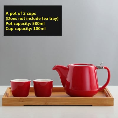 Teáskészletek 580 ml-es porcelán teáskanna színes, kézzel készített teáskanna 18/8-as rozsdamentes acél fedővel, extra finom infúzióval a levéltea főzéséhez