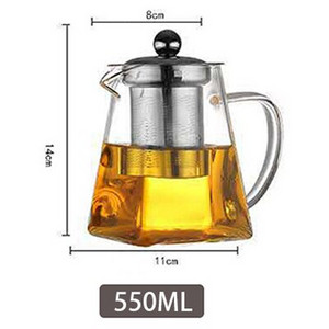 Boroszilikát üveg teáskanna hőálló négyzet alakú üveg teáskanna tea infuser szűrő tej Oolong virágos teáskanna