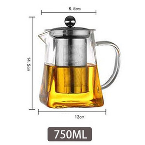 Boroszilikát üveg teáskanna hőálló négyzet alakú üveg teáskanna tea infuser szűrő tej Oolong virágos teáskanna