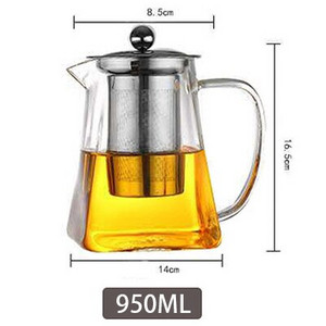 Boroszilikát üveg teáskanna hőálló négyzet alakú üveg teáskanna tea infuser szűrő tej Oolong virágos teáskanna