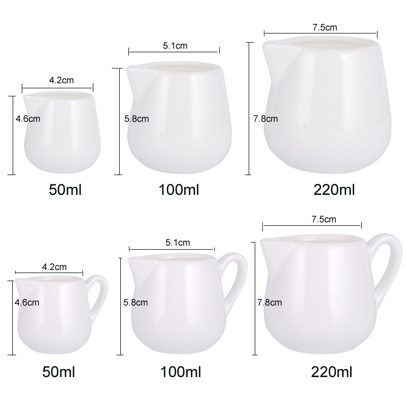 Fehér mini tejkancsó kerámia kávézó Barista Latte Art eszpresszó kávéfőző kávéfőző délutáni tea tejhabos kancsó bögrék