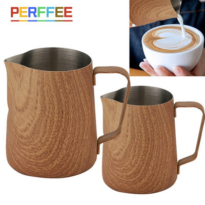 350ML 600Ml Кана за кафе и мляко Кана за разпенване на мляко от неръждаема стомана Кана за еспресо бариста кафе Кана за кафе лате Кана за разпенване на мляко
