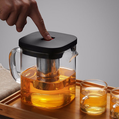 Läbipaistvast klaasist teekomplekt Teetassi komplektid Kuumuskindel kandiline klaasist teekann koos teejootjaga Puer Oolong teekannud Veekeetja Kontori teetass