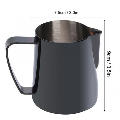 350 ml-es rozsdamentes acél kávékancsó tejhabosító csésze tejeskancsó fekete színes csésze Latte Art konyhai kávétartozékokhoz