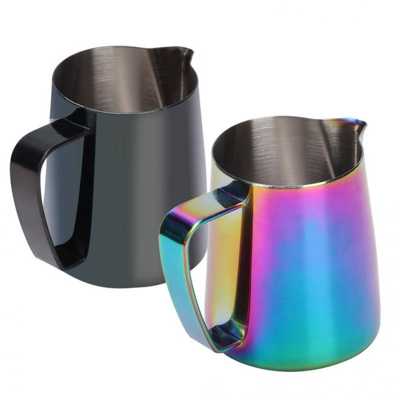 350 ml-es rozsdamentes acél kávékancsó tejhabosító csésze tejeskancsó fekete színes csésze Latte Art konyhai kávétartozékokhoz