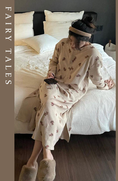 Cămașă de noapte pentru femei cu mâneci lungi - potrivită pentru mamele care alăptează