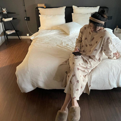 Cămașă de noapte pentru femei cu mâneci lungi - potrivită pentru mamele care alăptează