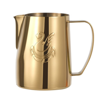 JIBBI ulcior pentru spumare pentru lapte aburind cană cu flori din oțel inoxidabil antiaderent, perfect pentru cafea, cappuccino, latte 600