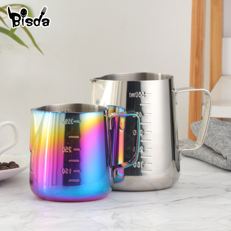 Rozsdamentes acél tejkannák Kávéskancsó Tejhabos Kancsó Húzó Virágcsésze Arany Tej Kézműves Kávé Latte Art Kancsó kancsó bögre csésze