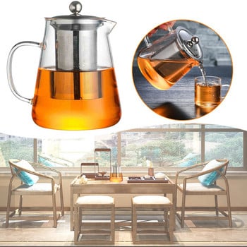 Γυάλινη τσαγιέρα 1300ml με φίλτρο έγχυσης Oolong Tea Pot Flower Διάφανο σετ τσαγιού για τσαγιέρα γραφείου