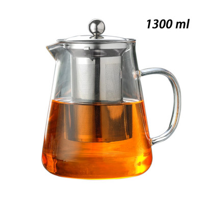 1300 ml-es hőálló üveg teáskanna infúziós szűrővel Oolong teáskanna virág átlátszó teáskanna készlet irodai teáskannához