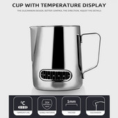 350/600 ml-es rozsdamentes acél tejhabosító kancsó hőmérő jelzővel Tejkancsó Barista Coffe Latte Art Cup Tejkancsó