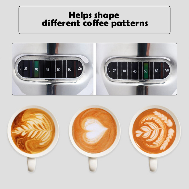 350/600 ml-es rozsdamentes acél tejhabosító kancsó hőmérő jelzővel Tejkancsó Barista Coffe Latte Art Cup Tejkancsó