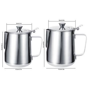 600ML 1000ML από ανοξείδωτο χάλυβα Thicken Milk Frothing Cup Pitcher Latte Art Craft Cup Cappuccino with Lid Coffee Tool Coffeeware