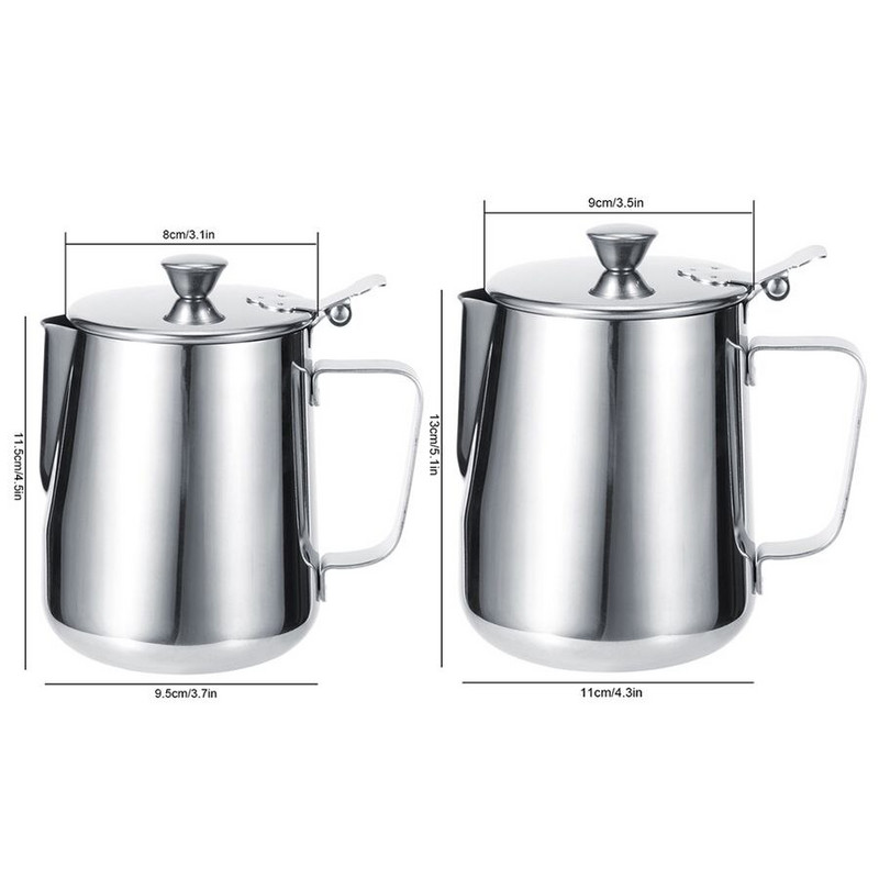 600 ml 1000 ml rozsdamentes acél sűrítő tejhabosító csésze Kancsó Latte Art kézműves cappuccino csésze fedéllel Kávéeszköz Kávékészlet