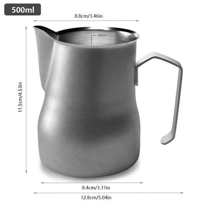 350/500 ml-es rozsdamentes acél tejhabosító csésze Espresso Pull Flower csésze belső mérleg mérőbögrével