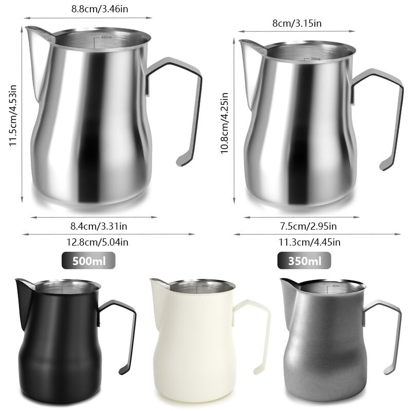 350/500 ml-es rozsdamentes acél tejhabosító csésze Espresso Pull Flower csésze belső mérleg mérőbögrével