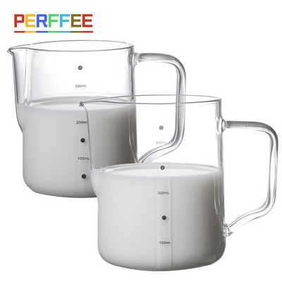Klaasist kohvipiima vahustamiskann koos piimavahustaja kannuga Barista Espresso Coffee Latte piimakann Kohvikann 350/600 ml