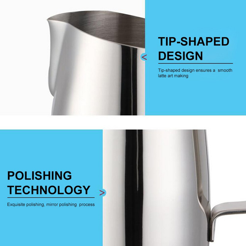 400 мл каничка за разпенване на мляко Чаша за разпенване на мляко от неръждаема стомана с дръжка за кафе Puccino Latte Art бариста кани на пара