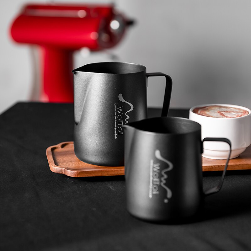 Tapadásmentes bevonatú tejhabosító kancsó, 350/600 ml rozsdamentes acél cappuccino eszpresszó gőzölő kancsó habosító csészék Tejkancsó