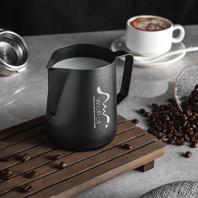Tapadásmentes bevonatú tejhabosító kancsó, 350/600 ml rozsdamentes acél cappuccino eszpresszó gőzölő kancsó habosító csészék Tejkancsó