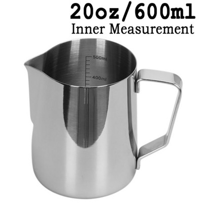 Rozsdamentes acél tejhabos kancsó Espresso tejeskancsó skálával Coffee Barista Latte habosító kancsó 600 ml tejhabos kancsó