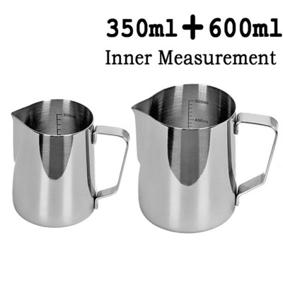 Rozsdamentes acél tejhabos kancsó Espresso tejeskancsó skálával Coffee Barista Latte habosító kancsó 600 ml tejhabos kancsó