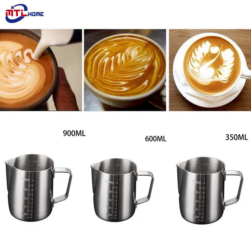 350/600 ml Melkopschuimer rozsdamentes acél tejhabosító kancsó Cappuccino Latte Art Cup porcelán tejkancsó tejhabkészítő