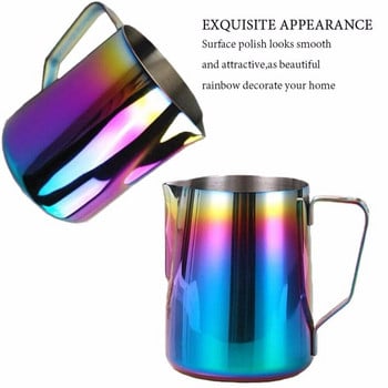 Konco Stainless Steel Milk Frothing Pitcher, Colourful Milk Pitcher Bogs Coffee Milk Steaming Frother for Espresso Machines