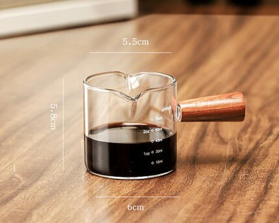 Mâner din lemn masiv Smântână pentru smântână Filtru de cafea cu dublă gură Borcan de lapte Borcan de sticlă termorezistentă Mini oală de extracție ESPRESSO