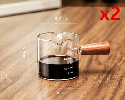 Mâner din lemn masiv Smântână pentru smântână Filtru de cafea cu dublă gură Borcan de lapte Borcan de sticlă termorezistentă Mini oală de extracție ESPRESSO