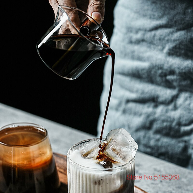 Mâner din lemn masiv Smântână pentru smântână Filtru de cafea cu dublă gură Borcan de lapte Borcan de sticlă termorezistentă Mini oală de extracție ESPRESSO