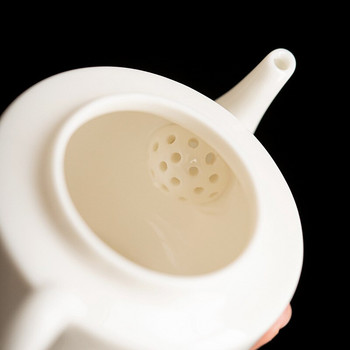 130 мл бяла порцеланова свинска мас, единична тенджера, малка керамична тенджера за чайник с отвор за филтър, китайски домакински кунг-фу комплект прибори за чай