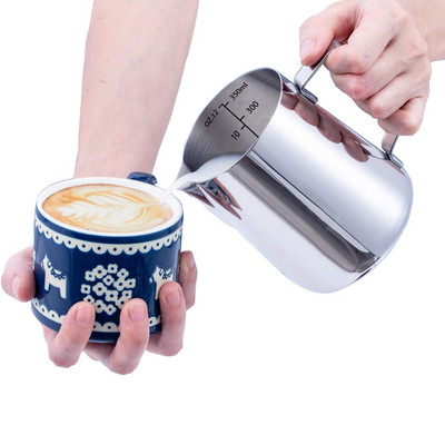 Nerūdijančio plieno pieno putų ąsotis Barista kavos ąsočio putotojas puodelis Kavinės priedai kapučino, espreso, latte, grietinėlei