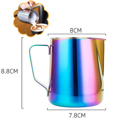 Rozsdamentes acél tejeskannák mérleggel 350 ml espresso kávékancsó Barista Craft Cofee Latte kiváló minőségű habosító kancsó