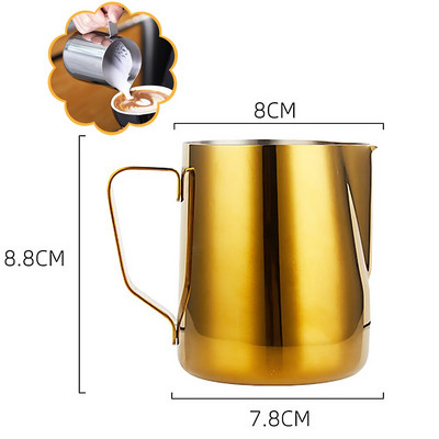 Rozsdamentes acél tejeskannák mérleggel 350 ml espresso kávékancsó Barista Craft Cofee Latte kiváló minőségű habosító kancsó