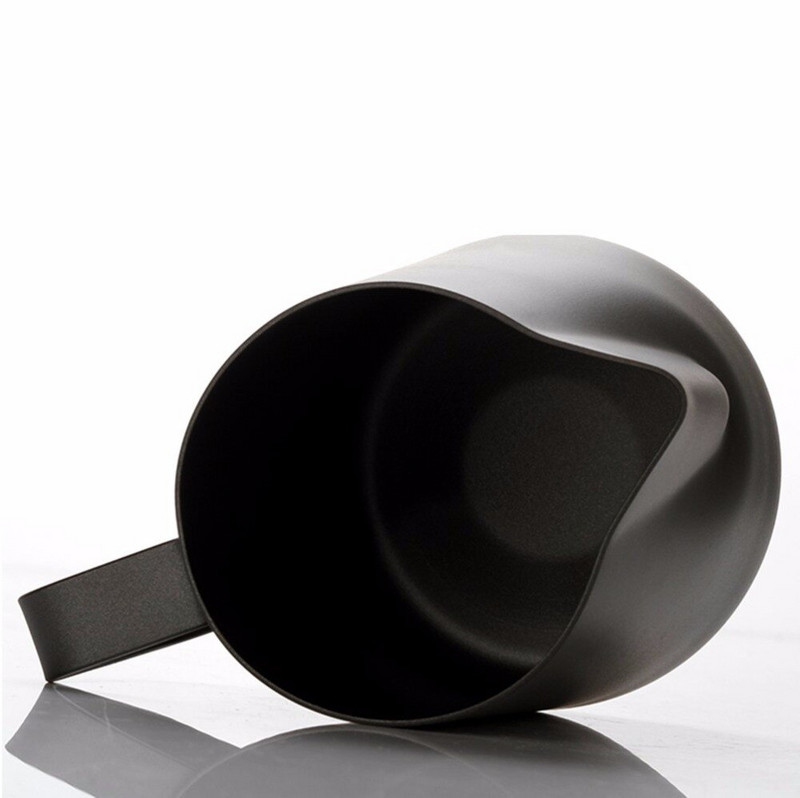 Pieno putojimo ąsotis, matinės juodos spalvos nerūdijančio plieno kavos puodas, tinka kavai, lattei ir pieno putojimui