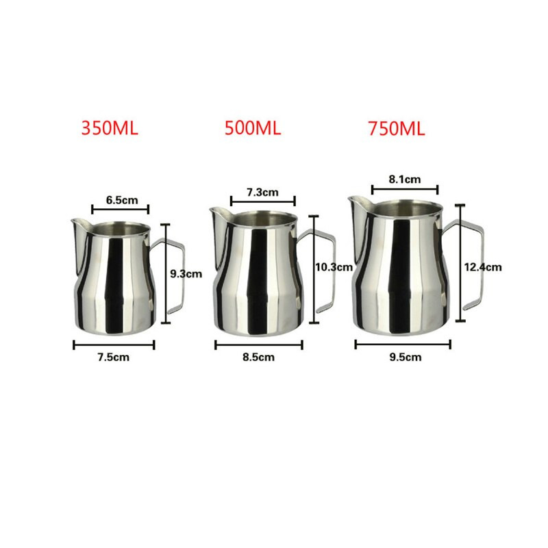 Rozsdamentes acél tejeskancsó eszpresszó csészék Kávéhabosító bögrék Olasz Latte Art Latte tejhabos kancsó kancsó csésze 350/500/750 ml