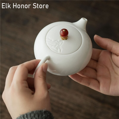 190 мл порцеланов чайник от бял нефрит Dehua Mutton Fat Jade Ceramic Teakettle Master Xishi Pots Kung Fu Tea Single Pots Teaware Gift